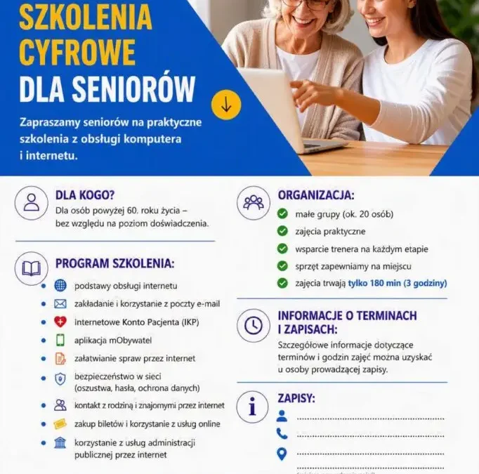 Bezpłatne szkolenia cyfrowe dla seniorów w Małopolsce