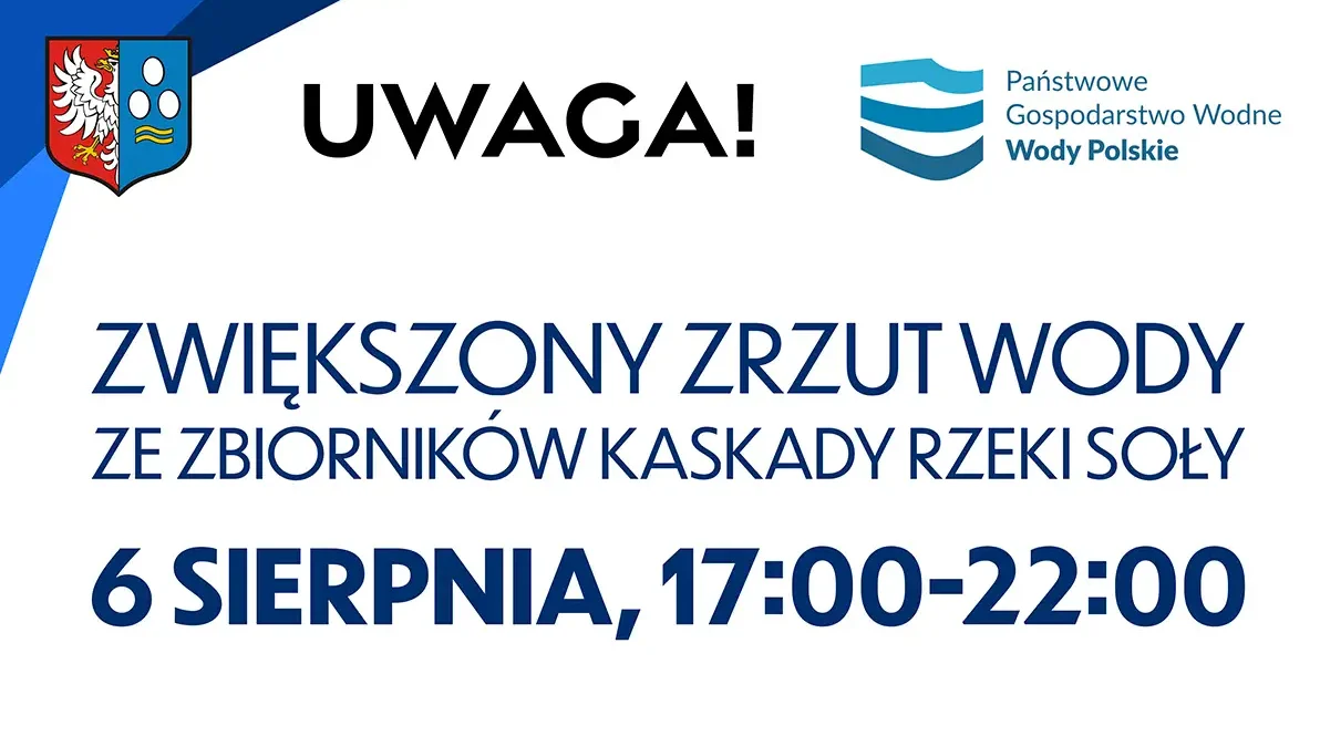 Zwiększony zrzut wody z kaskady Soły – ostrzeżenie dla mieszkańców