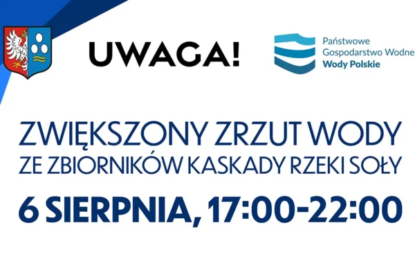 Zwiększony zrzut wody z kaskady Soły – ostrzeżenie dla mieszkańców