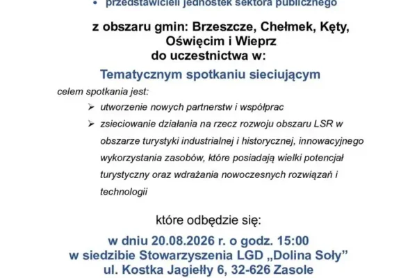 Spotkanie sieciujące LGD Dolina Soły – zaproszenie dla przedsiębiorców i NGO