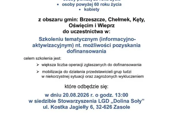 Bezpłatne szkolenie dla mieszkańców Doliny – zapisy trwają