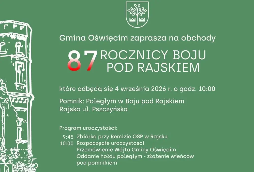 87. rocznica bitwy pod Rajskiem – uroczystości 4 września 2026