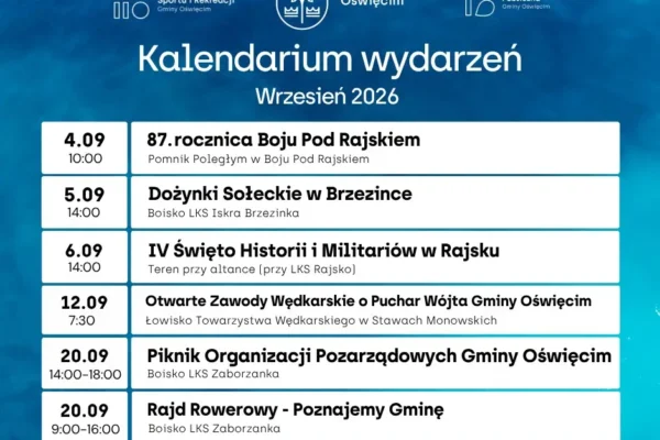 Kalendarium wydarzeń w Gminie Oświęcim na wrzesień 2026